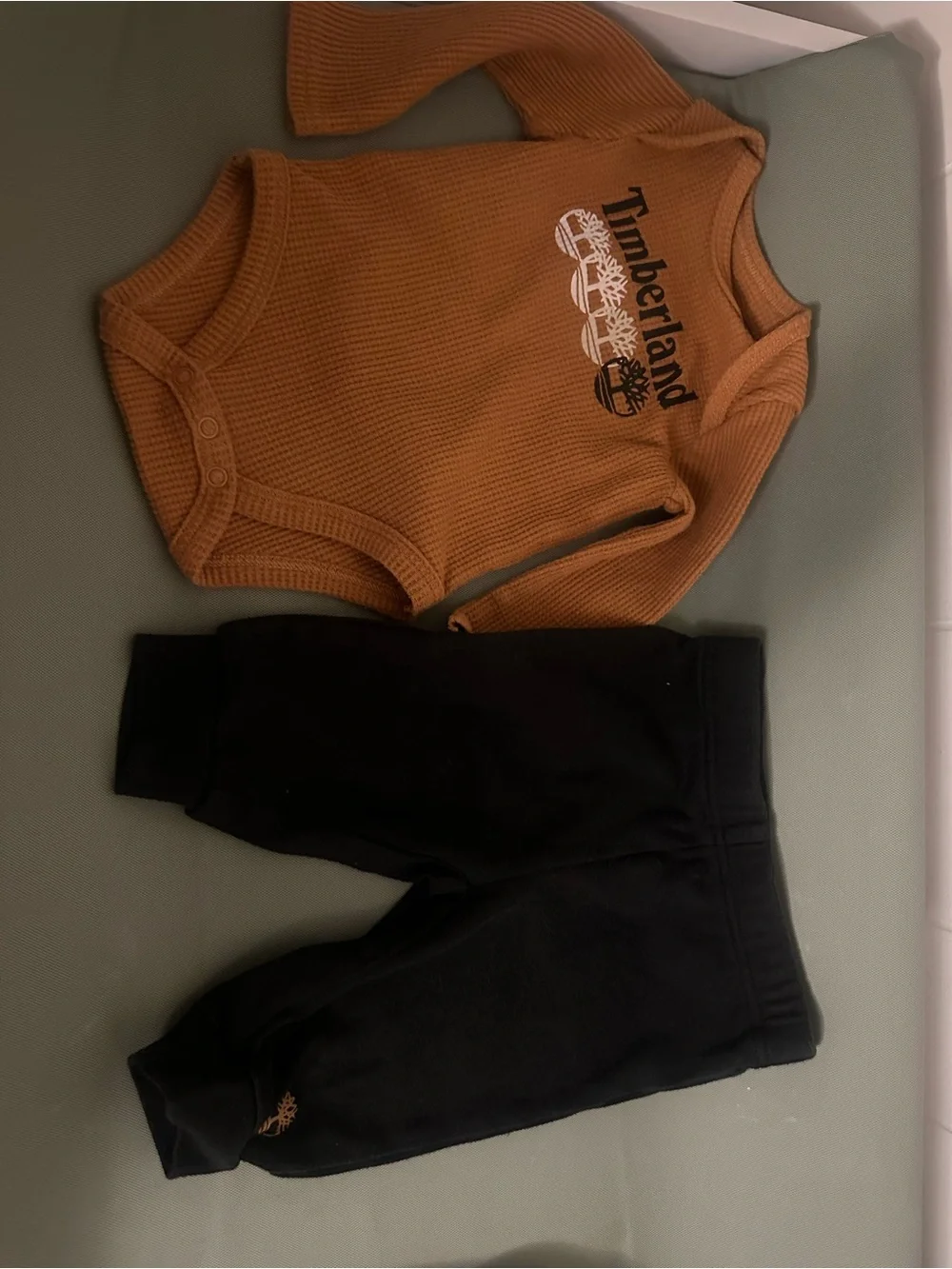 Timberland Brown Long-Sleeve One-Piece with Black Pants